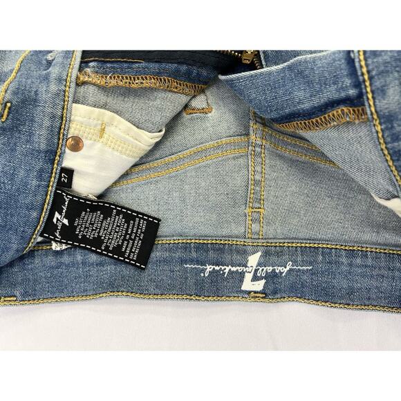 NWOT 7 For All Mankind Blue Distressed Denim Cut Off Shorts Size 27 - Picture 13 of 13